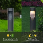 Σέτ 2τμχ Επιδαπέδια Μαύρα Ηλιακά Φωτιστικά Κήπου Gotobe Αδιάβροχα Επαναφορτιζόμενα Θερμού Φωτισμού 3000Κ