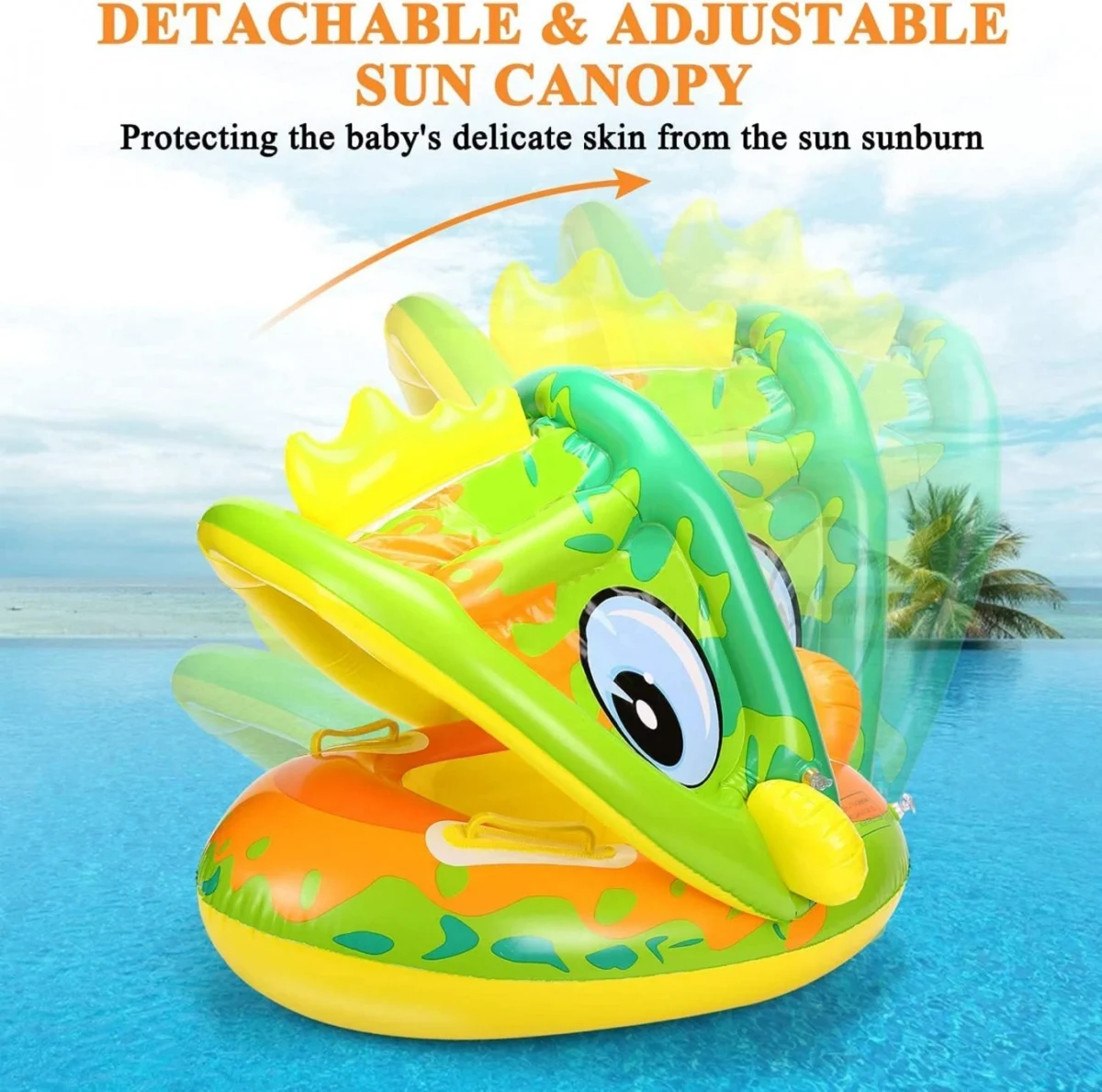 Βρεφικό - Παιδικό Φουσκωτό Σωσίβιο με Λαβές & Σκίαστρο - SAINTEVE Inflatable Swim Boat with Shade 70cm