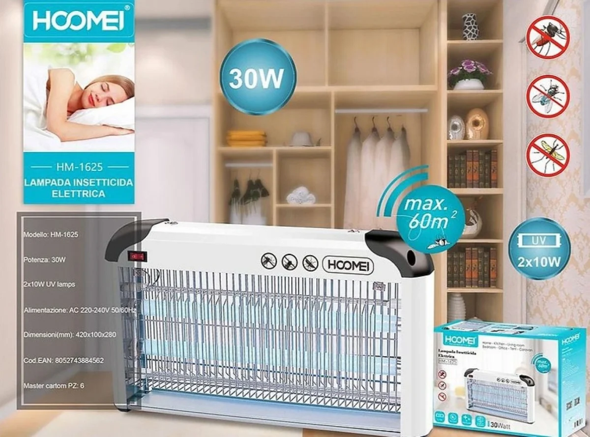 Ηλεκτρικό Εντομοκτόνο 30W UV LED 60m2 - HM-1625 Εντομοπαγίδα Νέας Γενιάς Εξολοθρευτής Κουνουπιών & Εντόμων