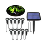 10τμχ Μαύρα Επιδαπέδια Διακοσμητικά Ηλιακά Σποτάκια LED Λευκού Φωτισμού 5000Κ Αδιάβροχα με Βάση για Χώμα