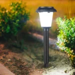 Αδιάβροχο Επιδαπέδιο - Κρεμαστό Ηλιακό Φαναράκι - Δάδα 30W LED Λευκού Φωτισμού με Ανιχνευτή Κίνησης Μαύρο