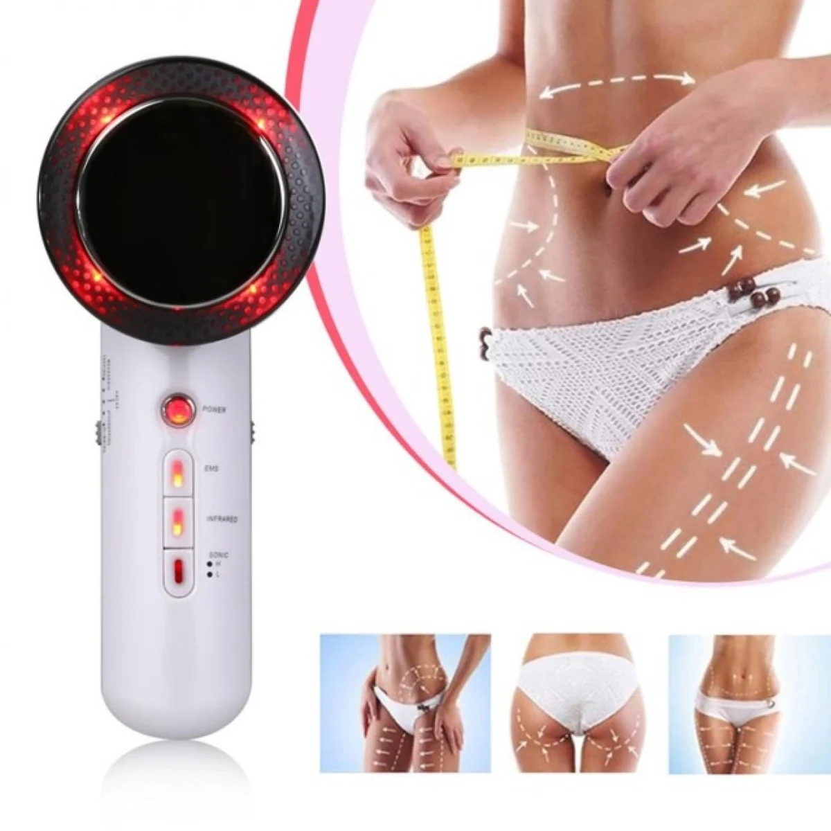 Συσκευή Αδυνατίσματος Ηλεκτρομυϊκής Διέγερσης EMS Υπερήχων & Υπέρυθρης Ενέργειας 3 σε 1 - Weight Loss Ηλεκτροδιέγερσης