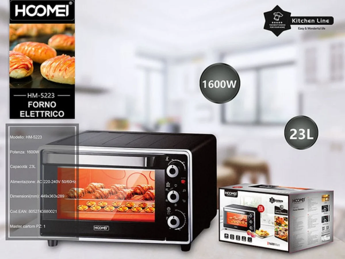 Ηλεκτρικό Φουρνάκι 23lt Χωρίς Εστίες Hoomei HM-5223