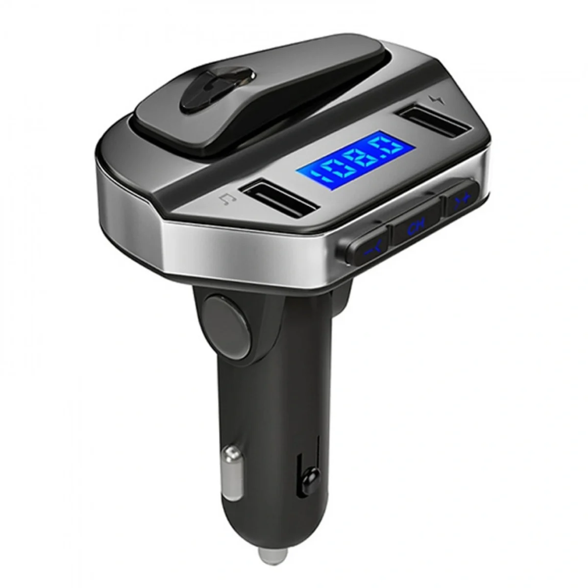 Σύστημα Ηandsfree με Ακουστικό, Fm Transmitter & Διπλό Φορτιστή USB Αυτοκινήτου Bluetooth με MP3 Player - Hands Free Car Kit FM.