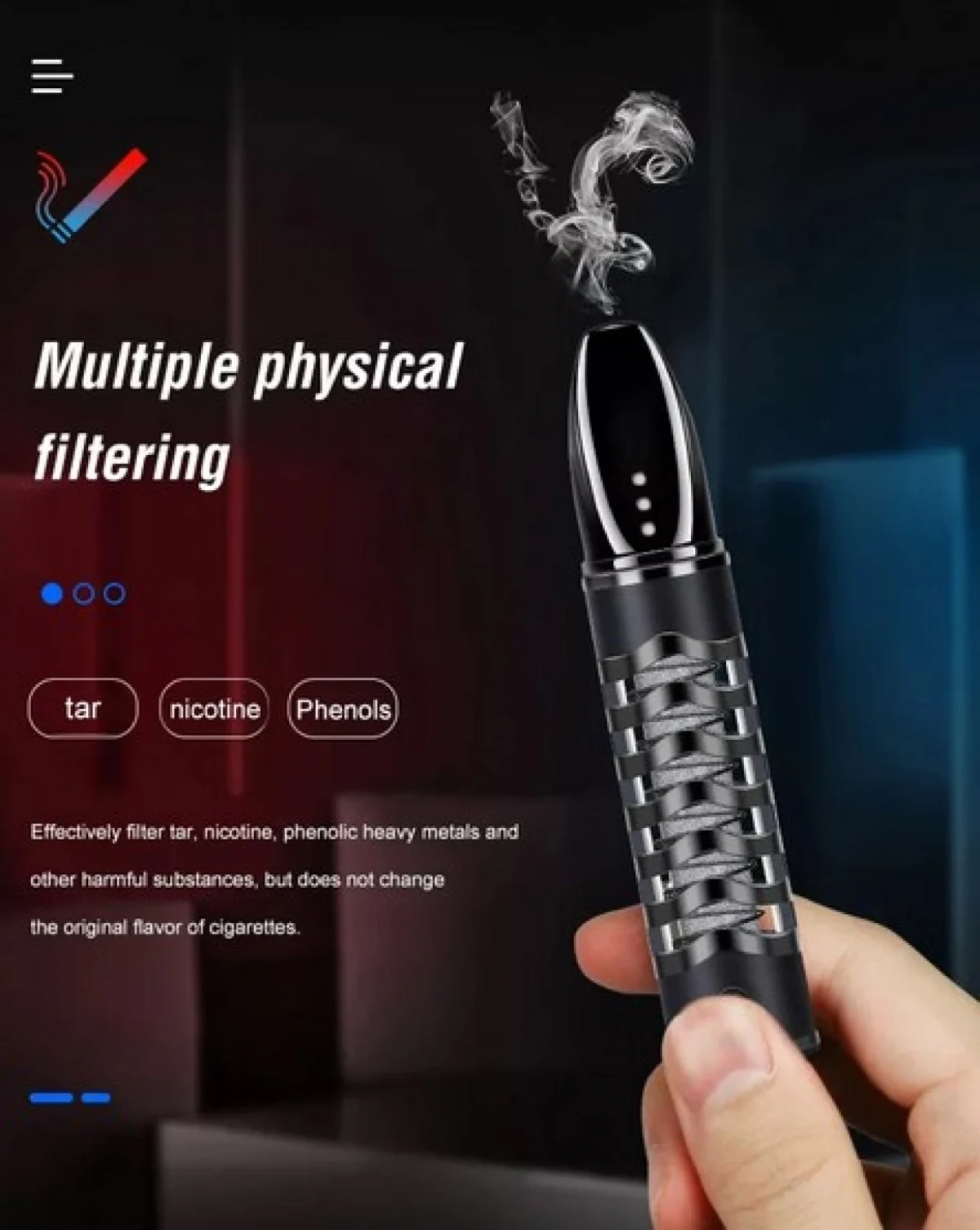 Αντιανεμικός Επαναφορτιζόμενος USB Αναπτήρας/Τασάκι για Κάπνισμα Χωρίς Στάχτες