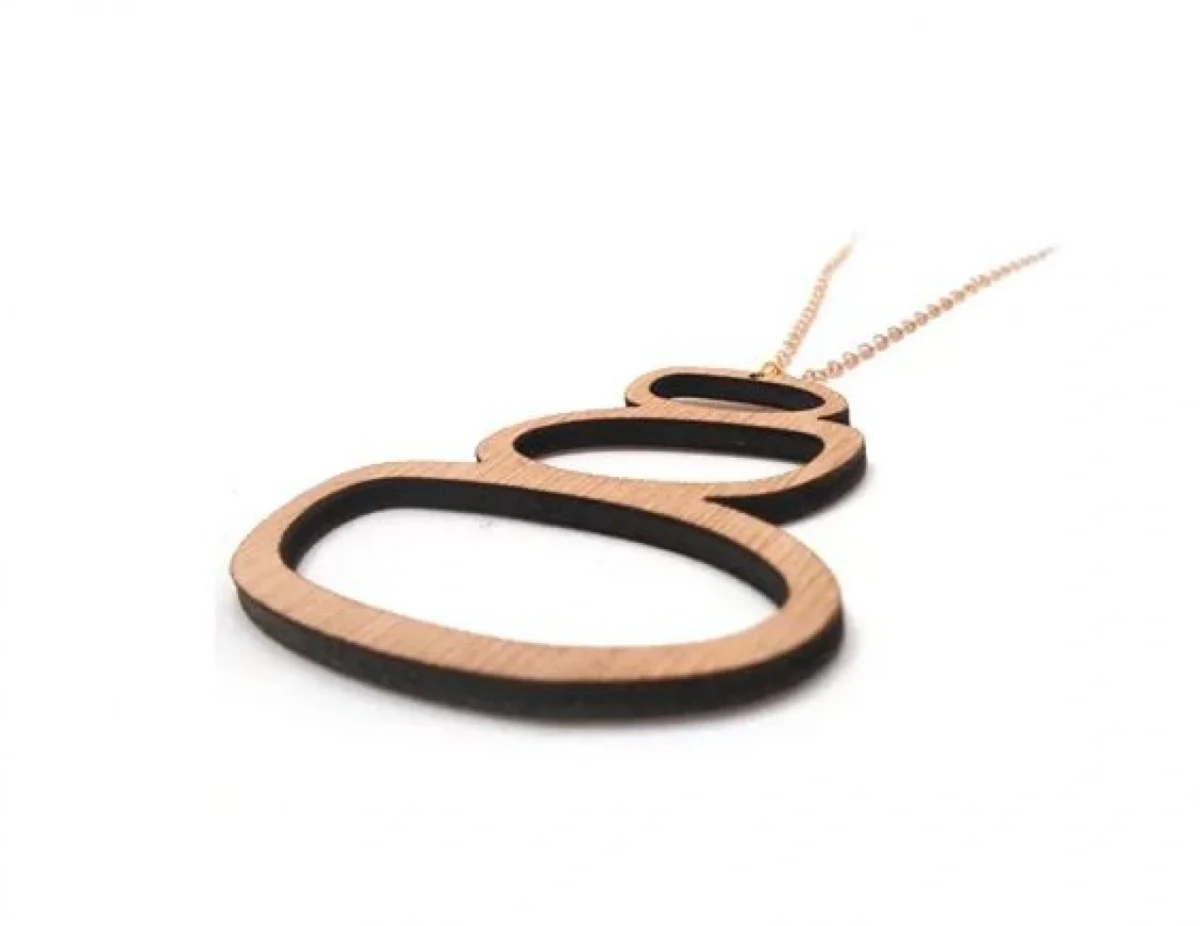 Κολιέ Χειροποίητο Three Rocks Necklace Ξύλο με Μακριά Αλυσίδα 40cm