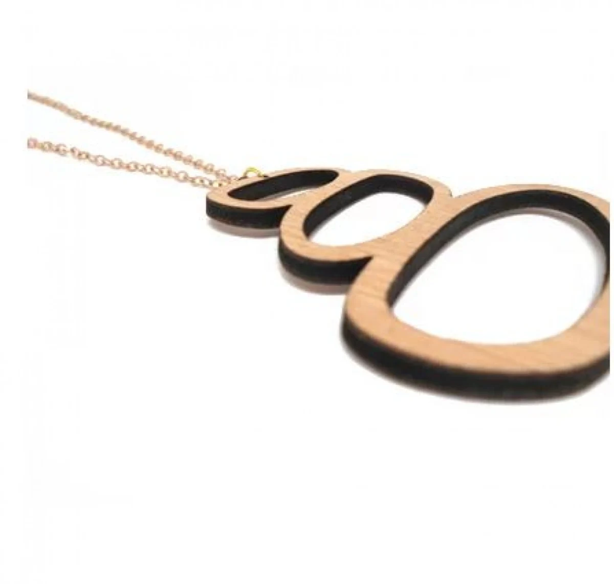 Κολιέ Χειροποίητο Three Rocks Necklace Ξύλο με Μακριά Αλυσίδα 40cm