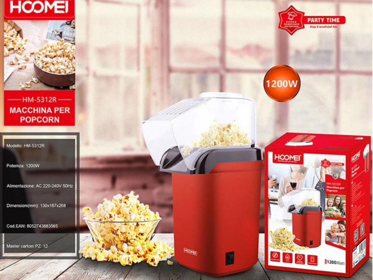 Συσκευή Παρασκευής Pop Corn 1200W - Pop Corn Maker HOOMEI HM-5312R