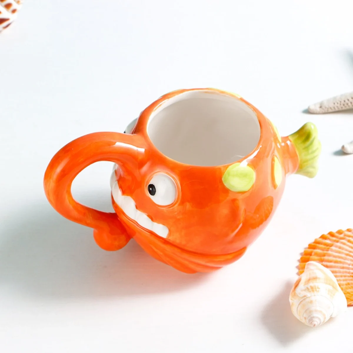Τρισδιάστατη Κεραμική Κούπα "Ψάρι Φανάρι" για Καφέ & Τσάι 500ml