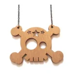 Κολιέ από Ξύλο 3D Cube με Μακριά Αλυσίδα 40cm