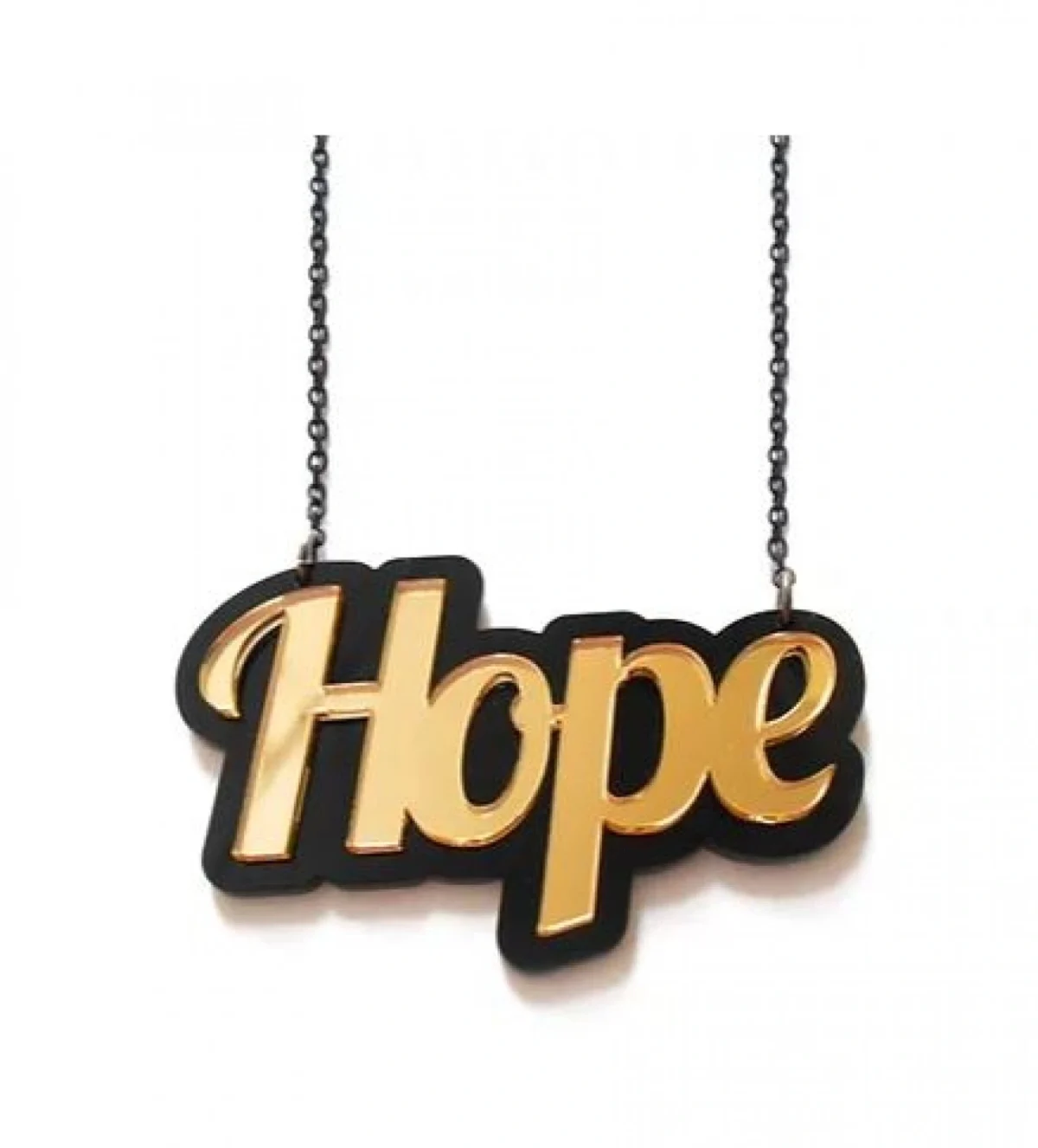 Κολιέ από Plexiglass Heart in a Heart με Μακριά Αλυσίδα 40cm