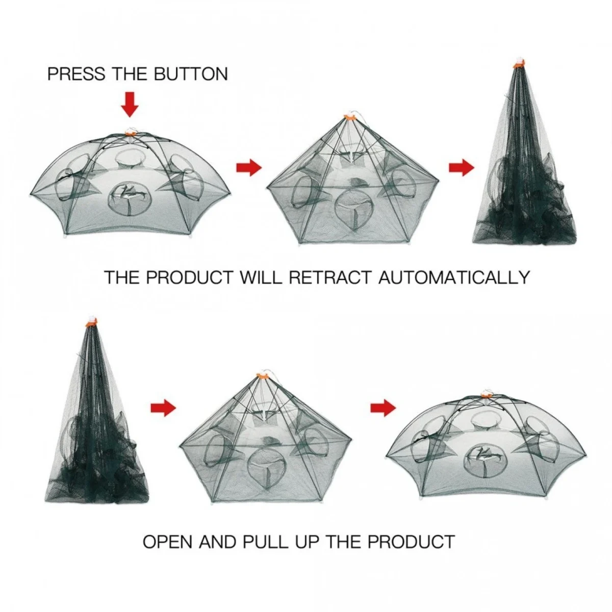 Τηλεσκοπική Παγίδα για Ψάρια - Κιούρτος με 6 Τρύπες - Εισόδους