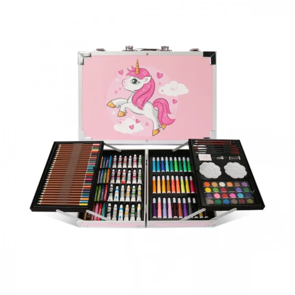 Σετ Ζωγραφικής Unicorn Ροζ 145 Τεμαχίων με Βαλιτσάκι Μεταφοράς 34.5x23.5x9εκ