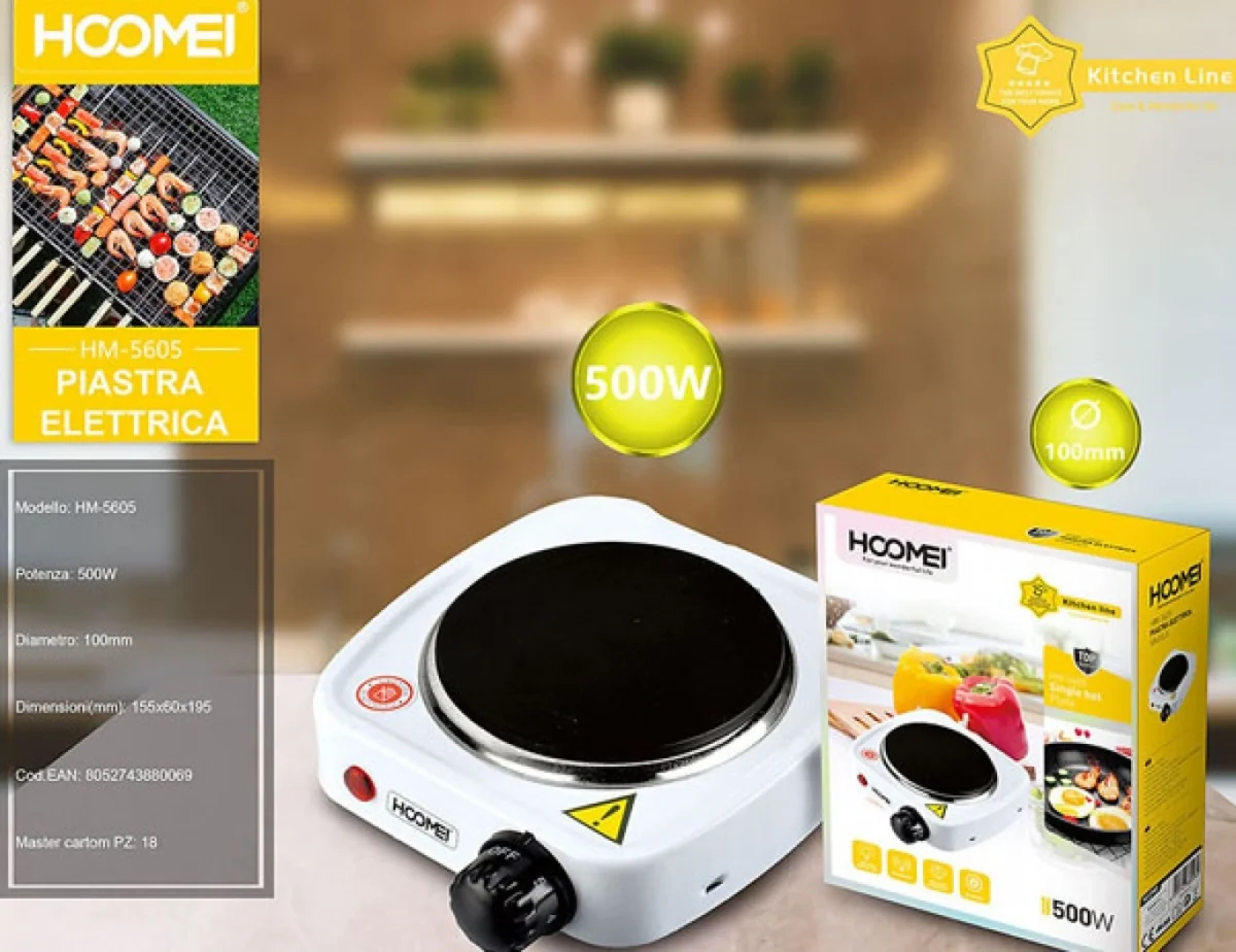 Επιτραπέζια Εστία Εμαγιέ Μονή Λευκή 500W Hoomei HM-5605