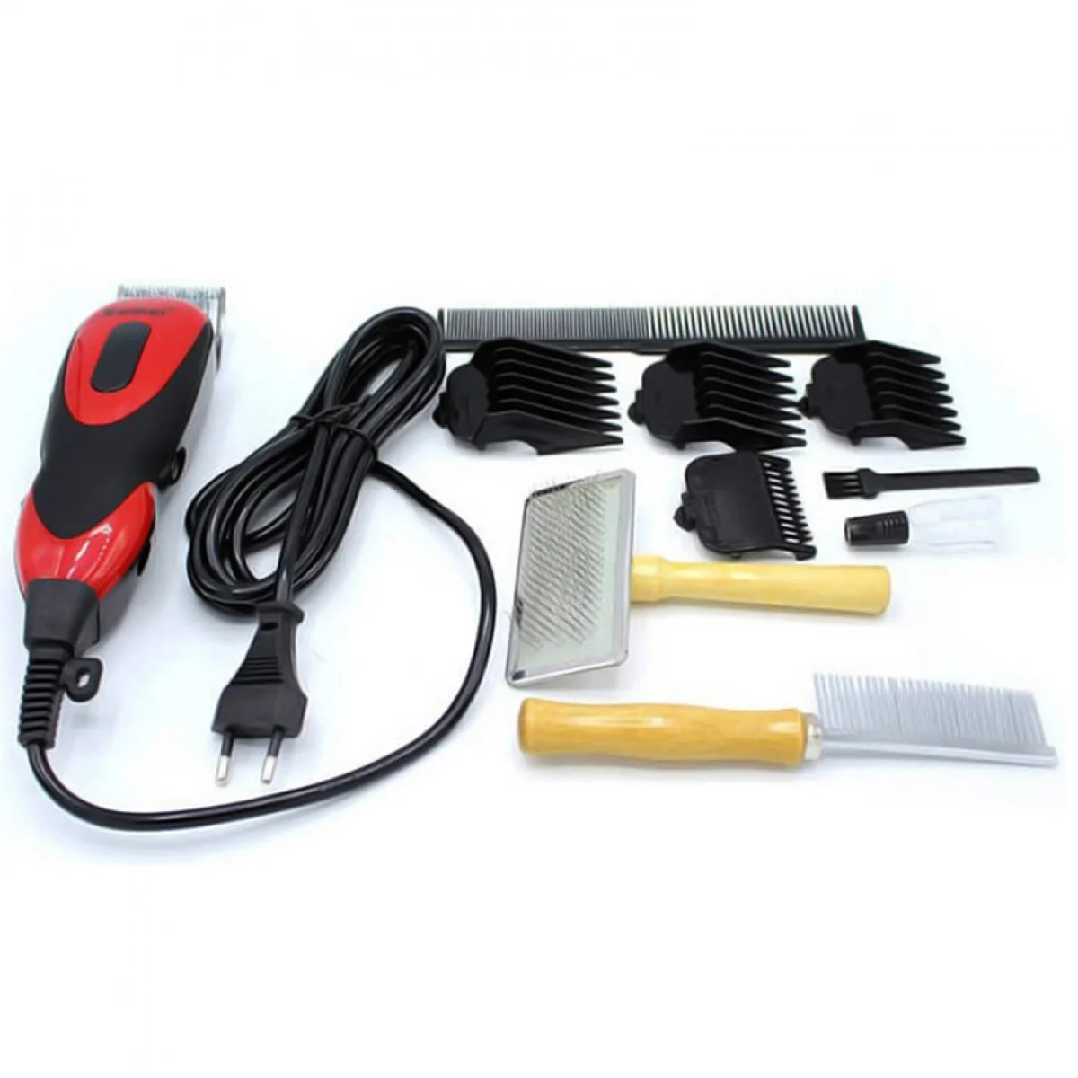 Επαγγελματική Κουρευτική Μηχανή Για Κατοικίδια, Ρεύματος, 12W, Πλήρες Σετ, με 4 Σκάλες, 3 Χτένες, Δοχείο Λαδιού & Βουρτσάκι, Kemei® KM-832