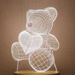 Τρισδιάστατο Illusion Φωτιστικό σε Σχήμα Αρκουδάκι με Πολύχρωμα LED & Τηλεκοντρόλ & Διακόπτη Αφής