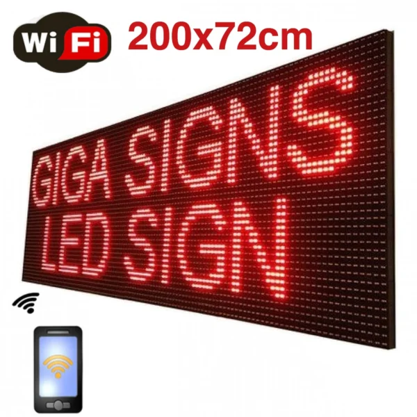 WiFi Ηλεκτρονική Πινακίδα με Κυλιόμενη Επιγραφή Κόκκινα LED 200x72cm