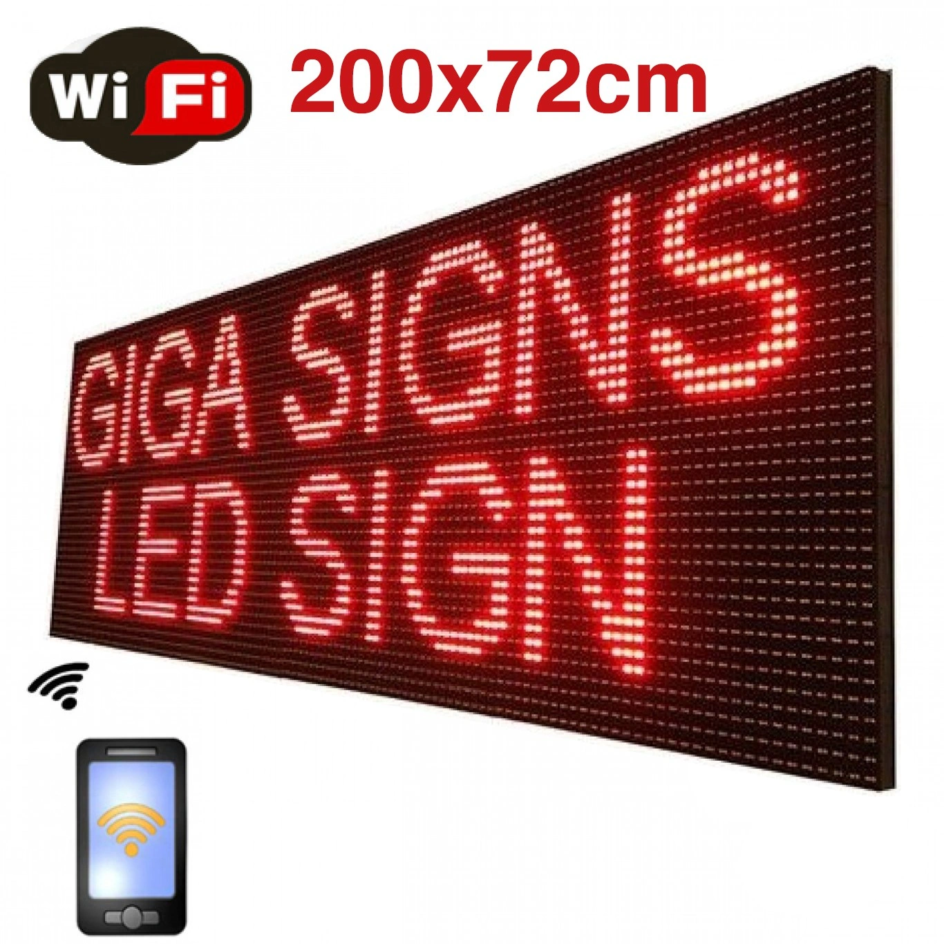 WiFi Ηλεκτρονική Πινακίδα με Κυλιόμενη Επιγραφή Κόκκινα LED 200x72cm WiFi Ηλεκτρονική Πινακίδα με Κυλιόμενη Επιγραφή Κόκκινα LED 200x72cm