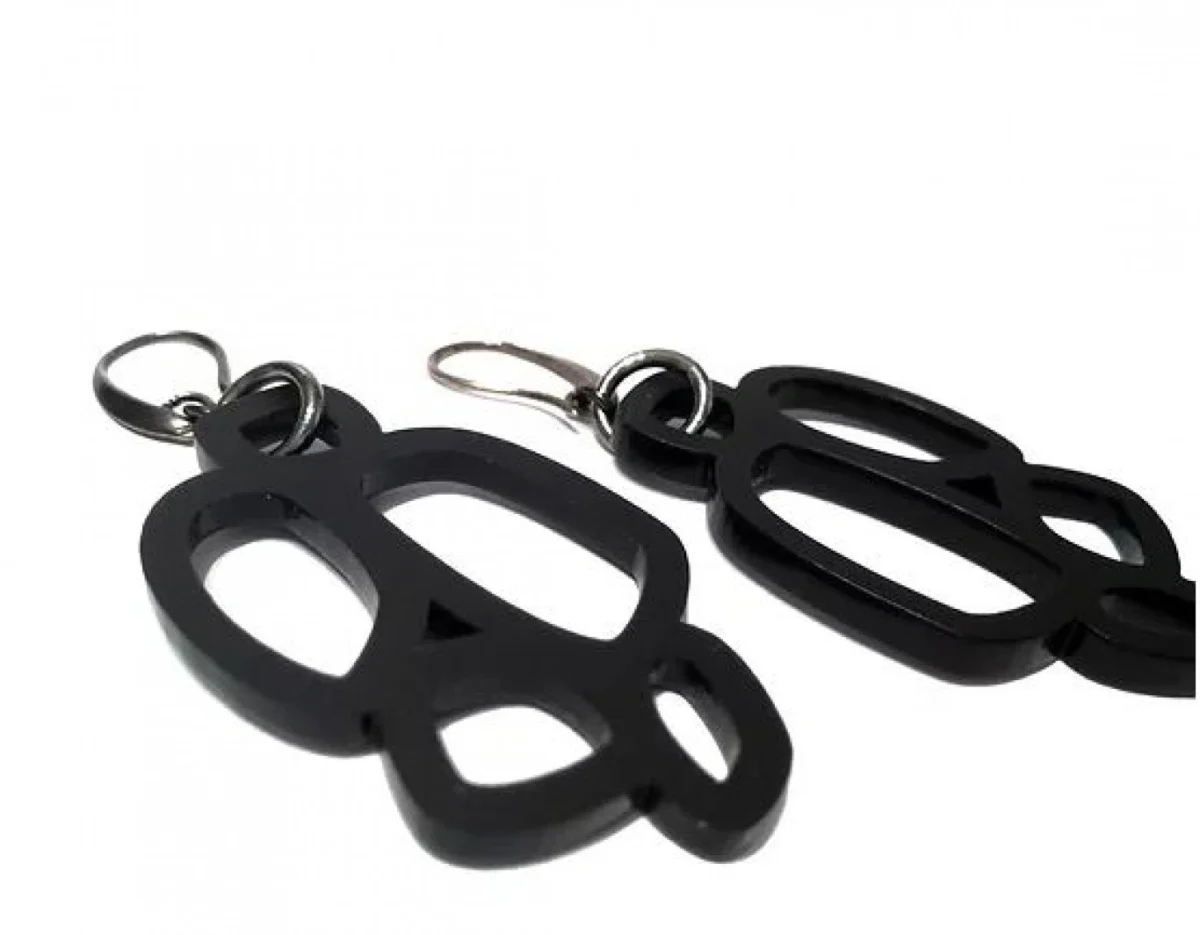 Κρεμαστά Σκουλαρίκια Black Rocks από Plexiglass με Επαργυρωμένα Μεταλλικά Στοιχεία