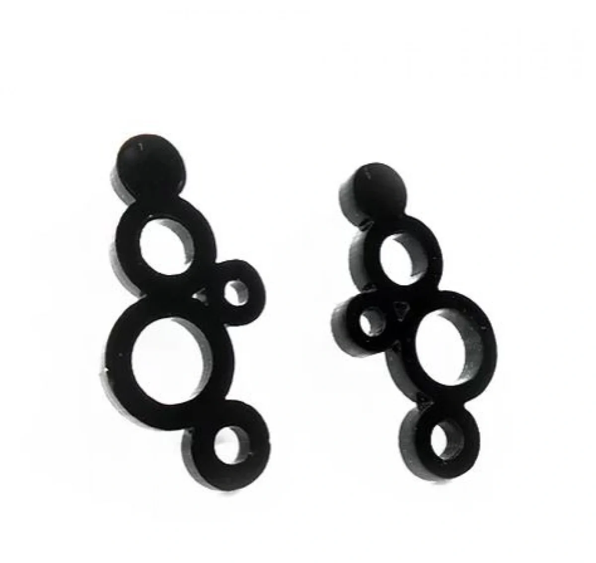 Κρεμαστά Σκουλαρίκια Pin Circle από Μαύρο Plexiglass με Επαργυρωμένα Μεταλλικά Στοιχεία