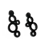 Κρεμαστά Σκουλαρίκια Pin Circle από Μαύρο Plexiglass με Επαργυρωμένα Μεταλλικά Στοιχεία