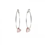 Κρεμαστά Σκουλαρίκια Μεταλλικοί Κρίκοι Hearts με Στοιχείο Plexiglass