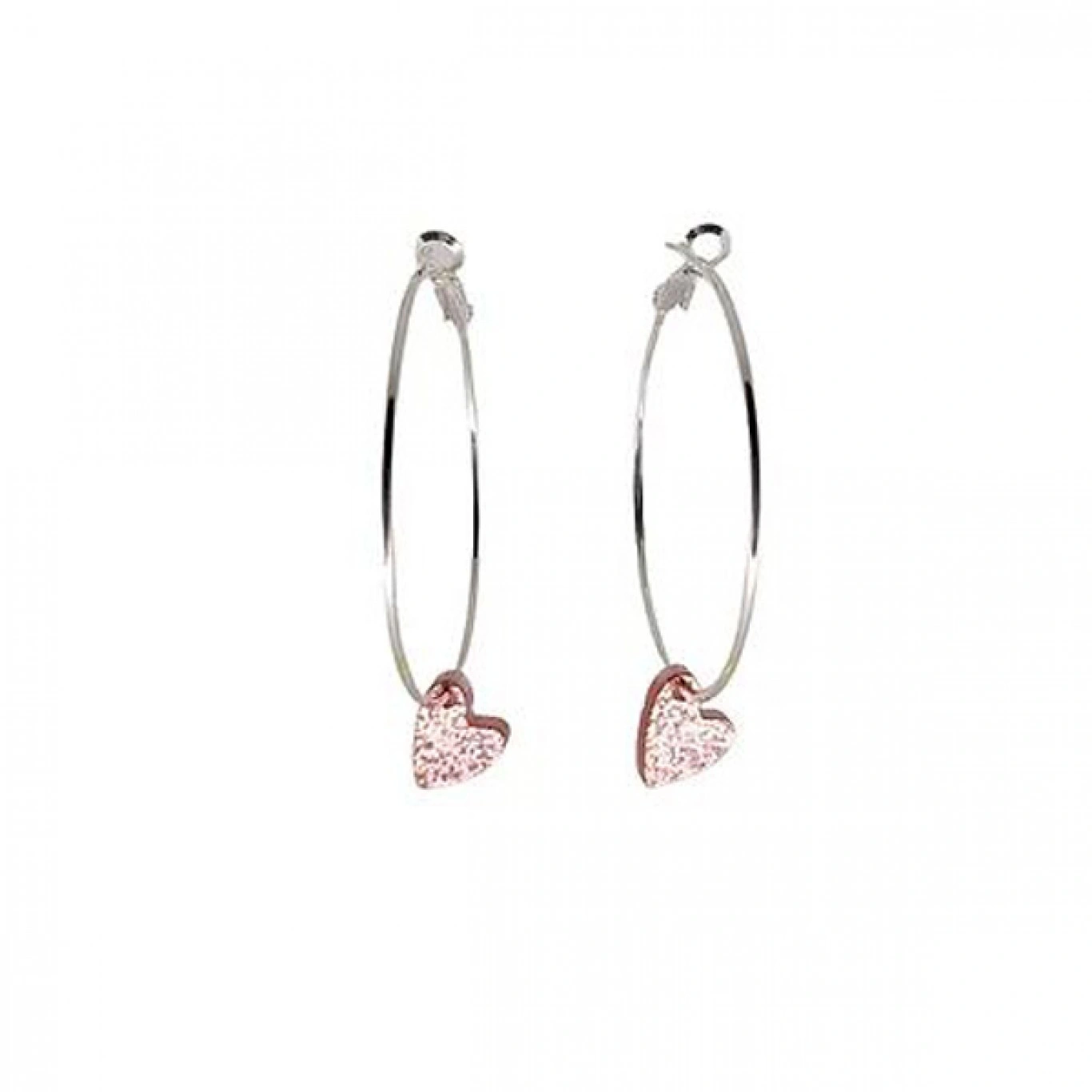 Κρεμαστά Σκουλαρίκια Μεταλλικοί Κρίκοι Hearts με Στοιχείο Plexiglass Κρεμαστά Σκουλαρίκια Μεταλλικοί Κρίκοι Hearts με Στοιχείο Plexiglass