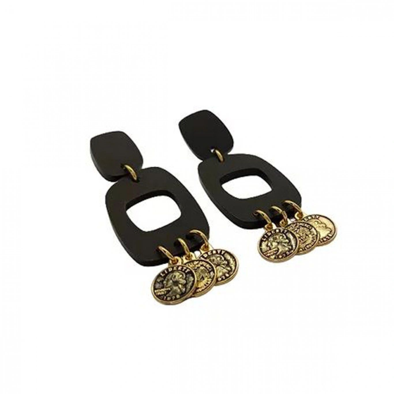 Κρεμαστά Σκουλαρίκια Aicha από Μαύρο Plexiglass, Φλουράκια και Επαργυρωμένα Μεταλλικά Στοιχεία Κρεμαστά Σκουλαρίκια Aicha από Μαύρο Plexiglass, Φλουράκια και Επαργυρωμένα Μεταλλικά Στοιχεία