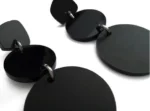 Κρεμαστά Σκουλαρίκια Three Circle από Μαύρο Plexiglass με Επαργυρωμένα Μεταλλικά Στοιχεία