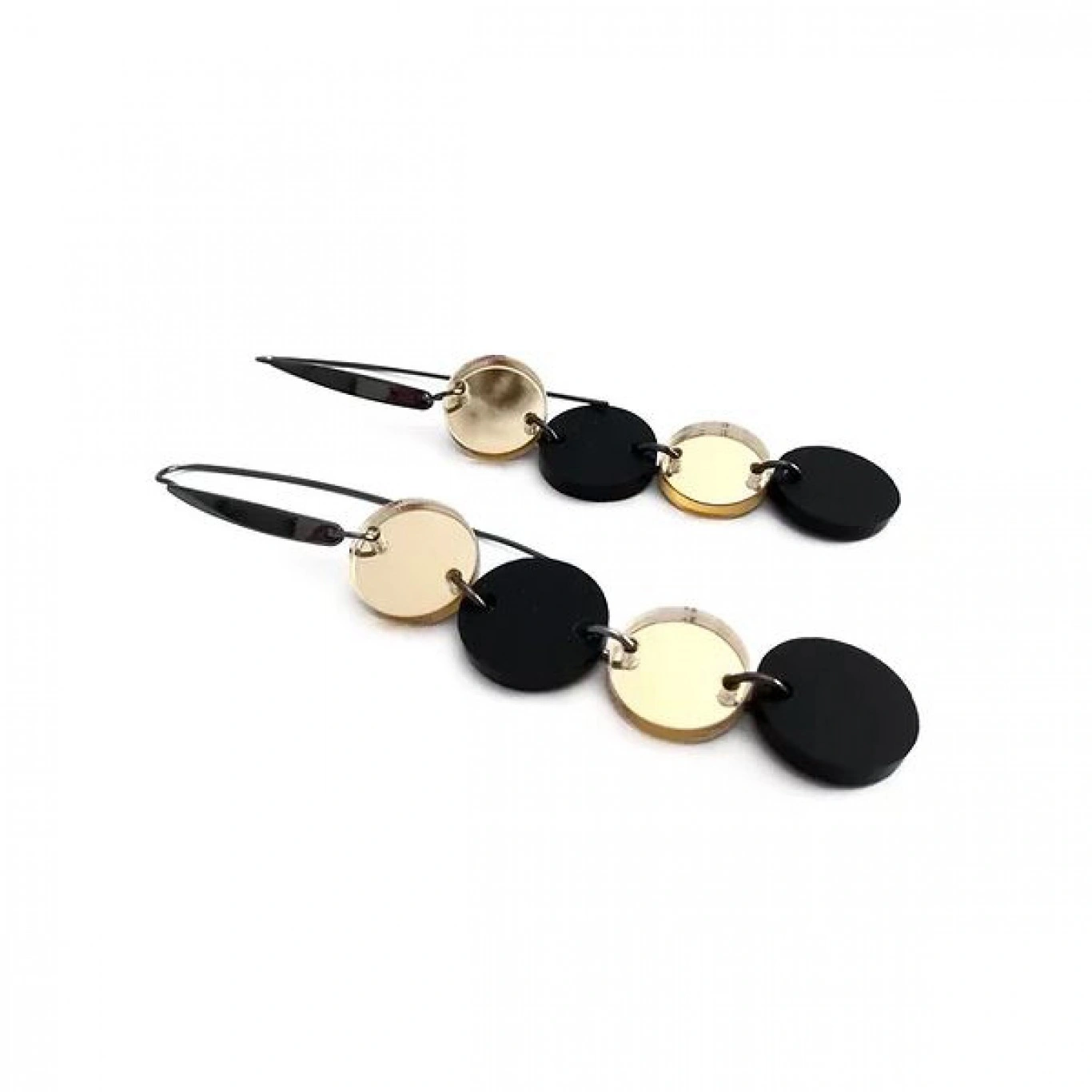 Κρεμαστά Σκουλαρίκια Pin Circle από Μαύρο Plexiglass με Επαργυρωμένα Μεταλλικά Στοιχεία Κρεμαστά Σκουλαρίκια Pin Circle από Μαύρο Plexiglass με Επαργυρωμένα Μεταλλικά Στοιχεία