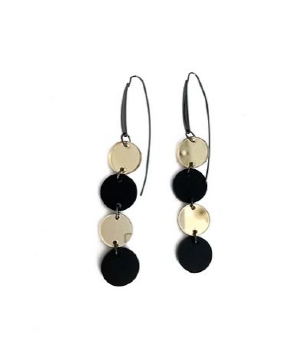 Κρεμαστά Σκουλαρίκια Pin Circle από Μαύρο Plexiglass με Επαργυρωμένα Μεταλλικά Στοιχεία