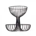 Μεταλλική Φρουτιέρα Συντριβάνι Δύο Επιπέδων Μαύρη 30x30x29cm