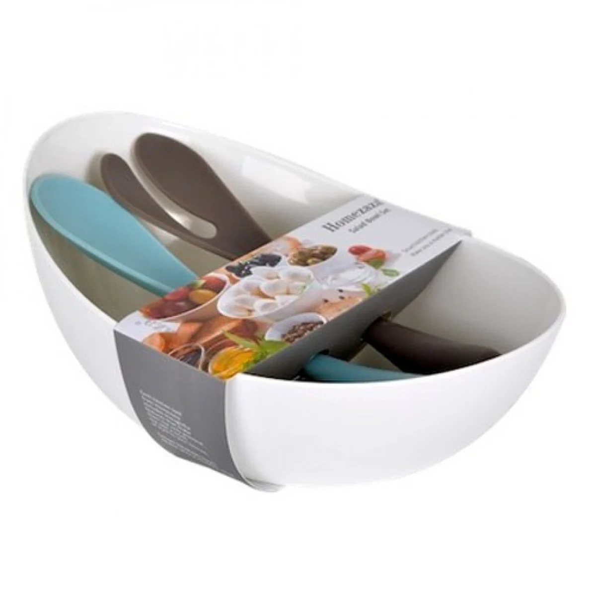 Σετ Σαλατιέρα Dream House με Κουτάλες Σερβιρίσματος Λευκή 23x12.5cm