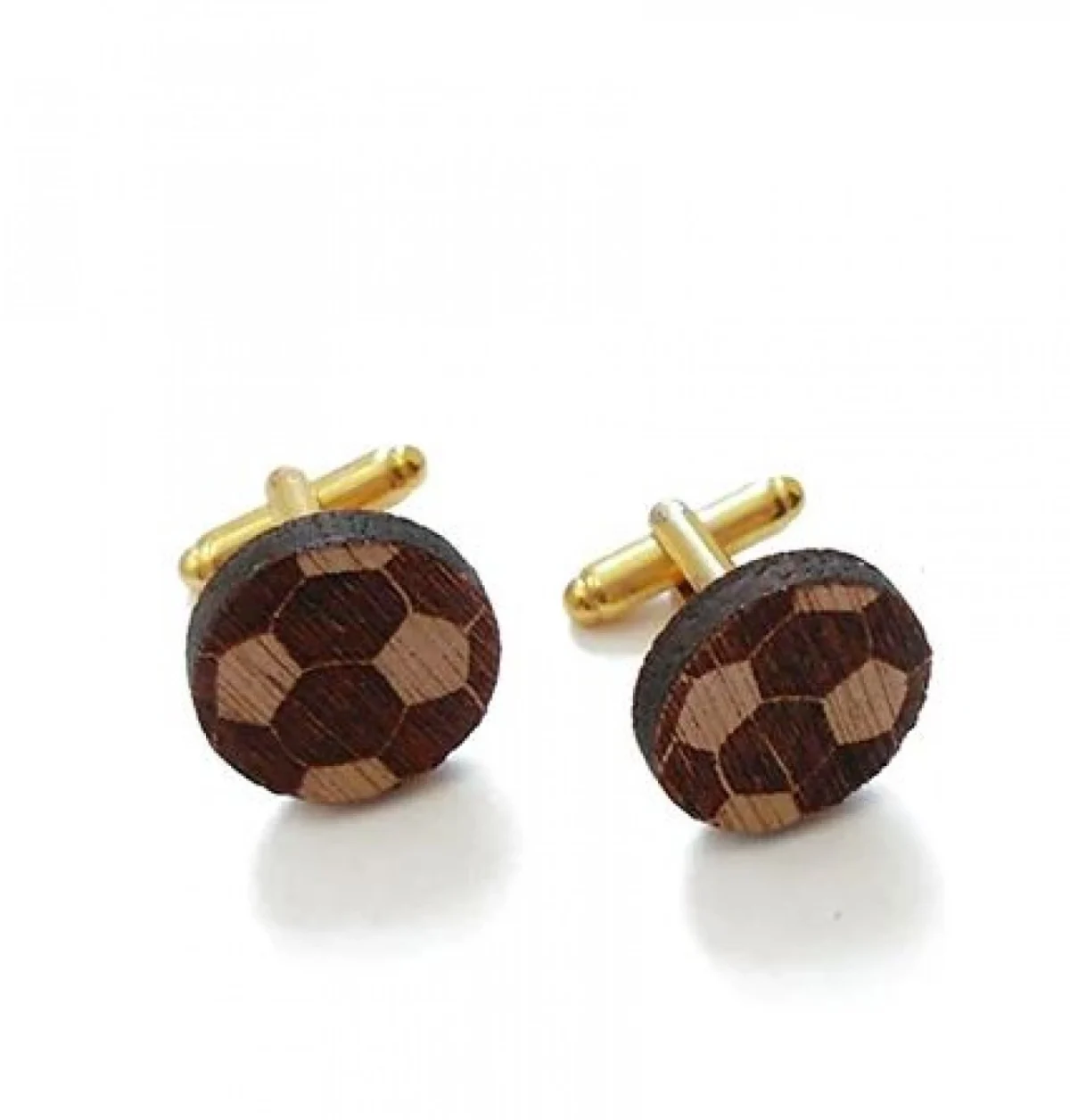 Μανικετόκουμπα Basketball Cufflinks από Ξύλο με Χάραξη και Χρυσό Κούμπωμα