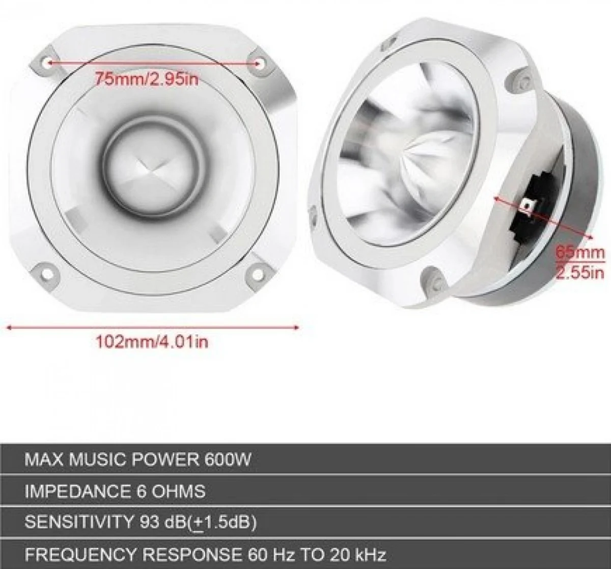Ηχείο Αυτοκινήτου Tweeter 600W GT-S20
