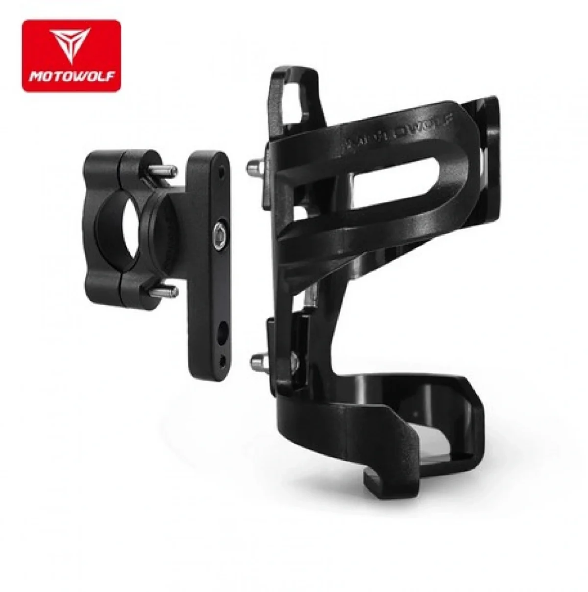 Motowolf® Ποτηροθήκη Τιμονιού με Βάση για Μοτοσυκλέτες και Ποδήλατα - Μαύρη