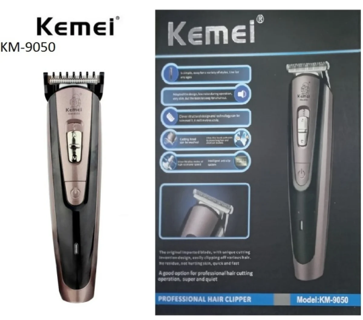 Επαναφορτιζόμενη Κουρευτική - Ξυριστική Μηχανή και Trimmer Kemei KM-1408