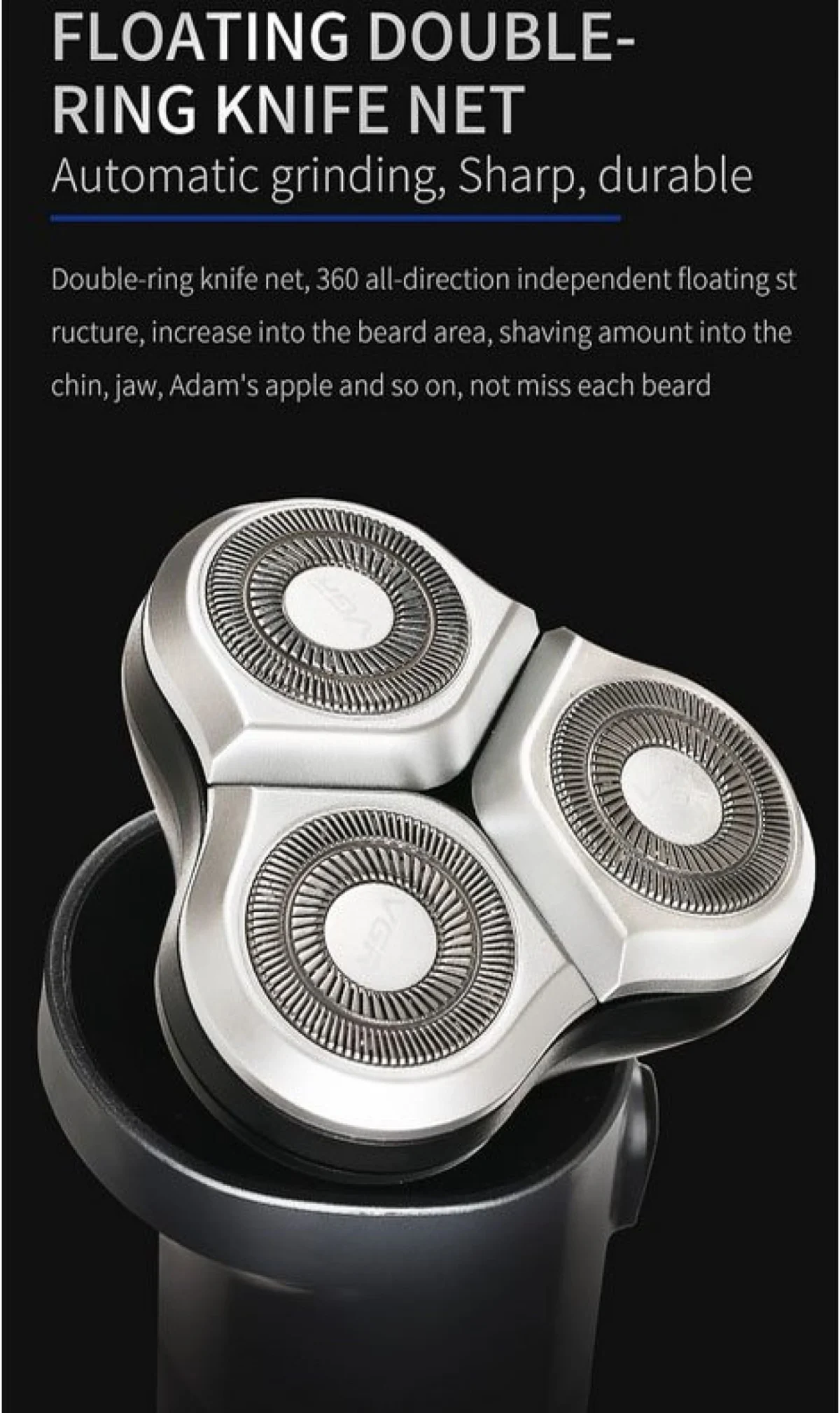 Ξυριστική Μηχανή Προσώπου 3D Κεφαλές Επαναφορτιζόμενη - VGR Electric Shaver V343