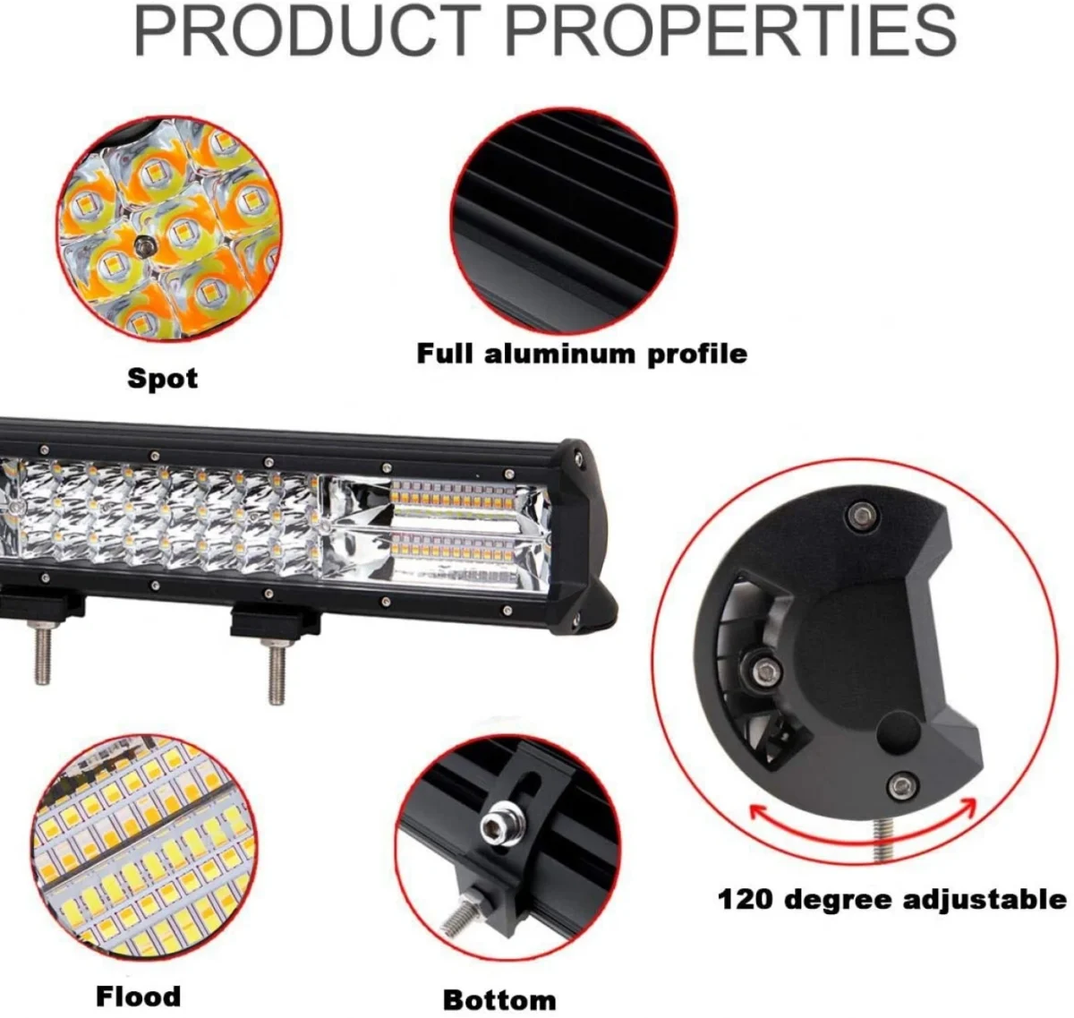 Προβολέας Cree LED 120W 10-30V DC 6500K Ψυχρό Λευκό 12000 lm 40 LED - Μπάρα Πορείας Αυτοκινήτου