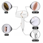 Kemey® Αναδιπλούμενο Πιστολάκι - Σεσουάρ Μαλλιών Ταξιδιού 1800W με 2 Ταχύτητες