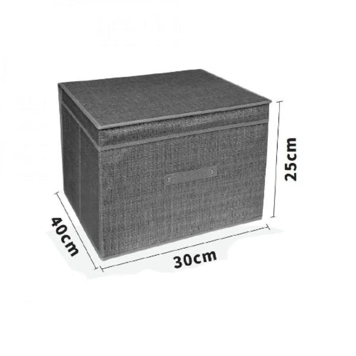 Υφασμάτινο Κουτί Αποθήκευσης Γενικής Χρήσης Γκρί Mε Καπάκι - 30x45x25 cm