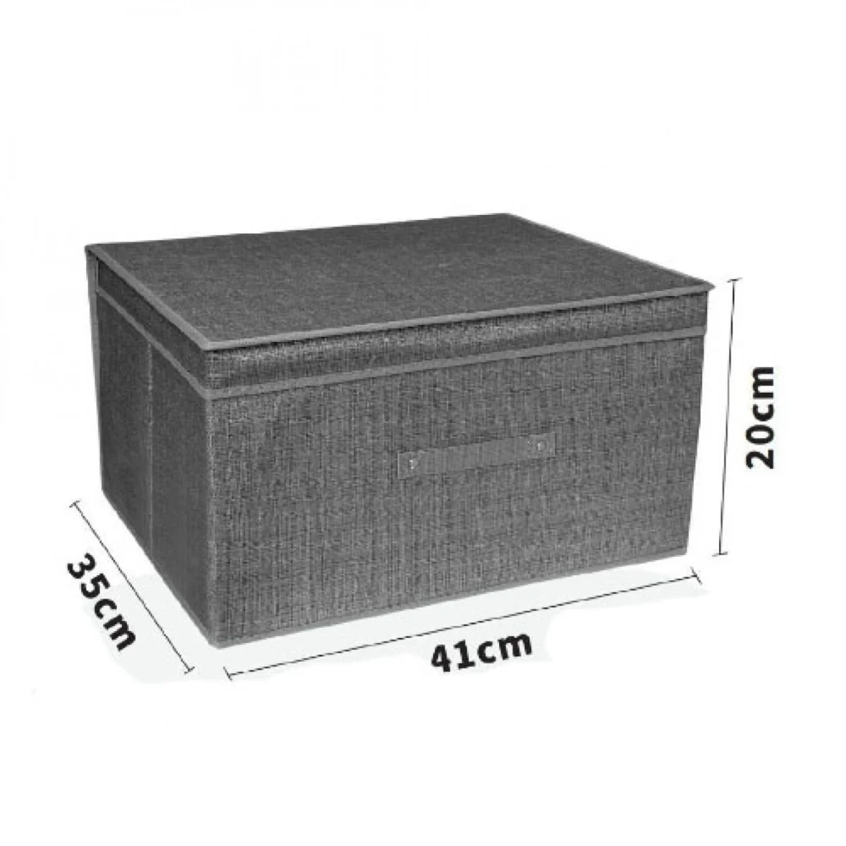 Υφασμάτινο Κουτί Αποθήκευσης Γενικής Χρήσης Γκρί Mε Καπάκι - 41x35x20 cm