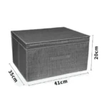 Υφασμάτινο Κουτί Αποθήκευσης Γενικής Χρήσης Γκρί Mε Καπάκι - 41x35x20 cm