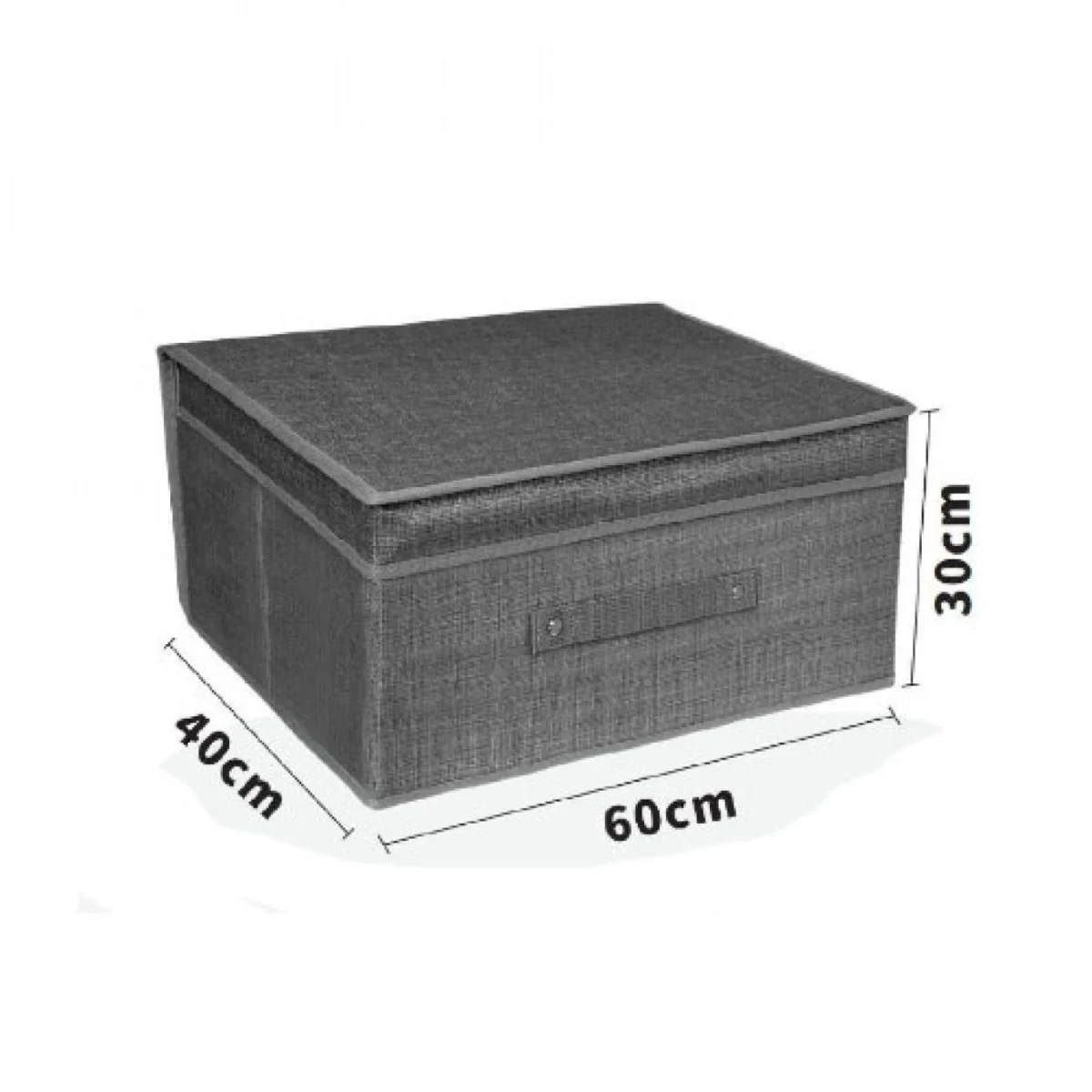 Υφασμάτινο Κουτί Αποθήκευσης Γενικής Χρήσης Γκρί Mε Καπάκι - 60x40x30 cm