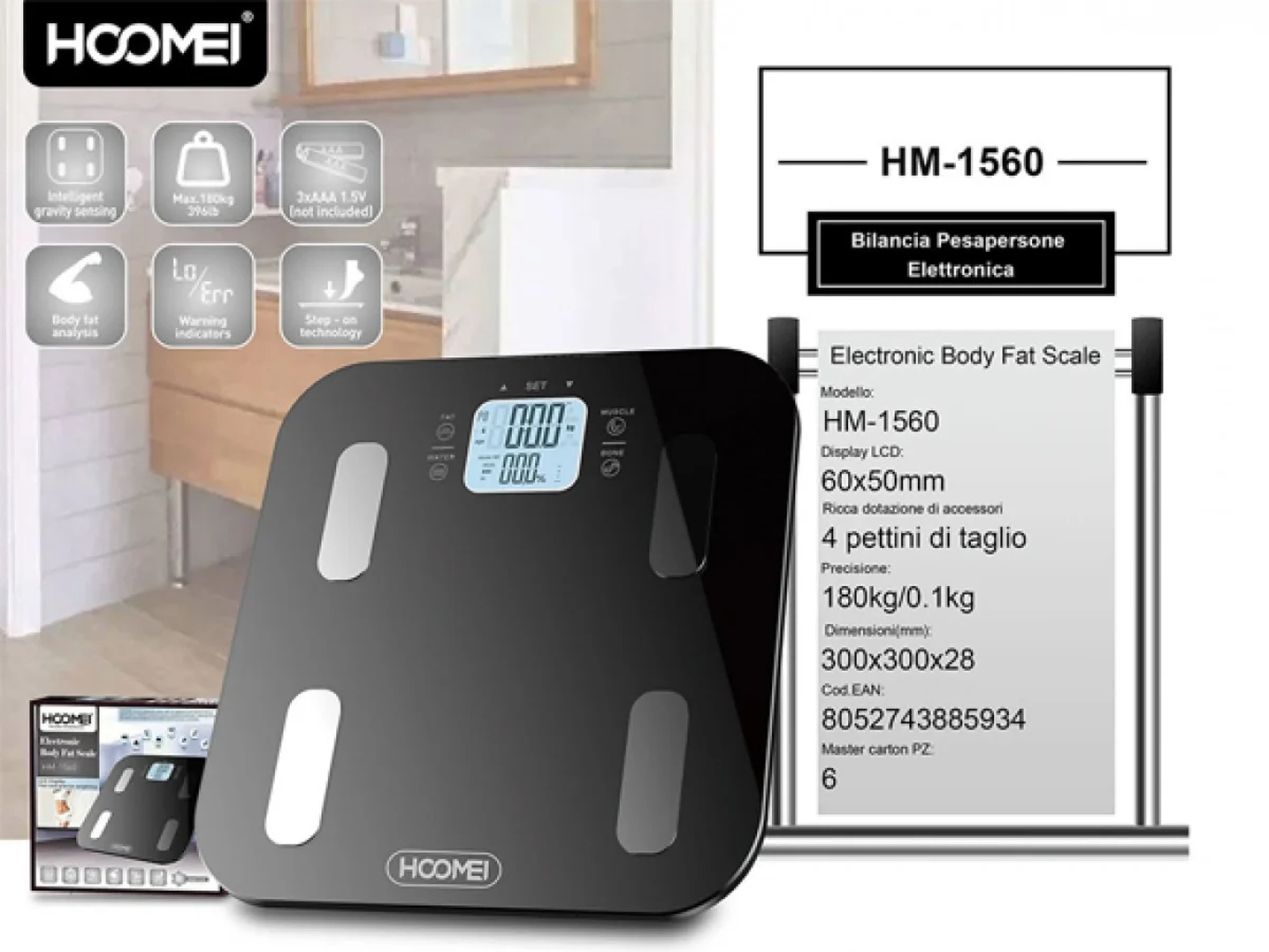 Ψηφιακή Ζυγαριά με Λιπομετρητή έως 180kg Hoomei HM-1560