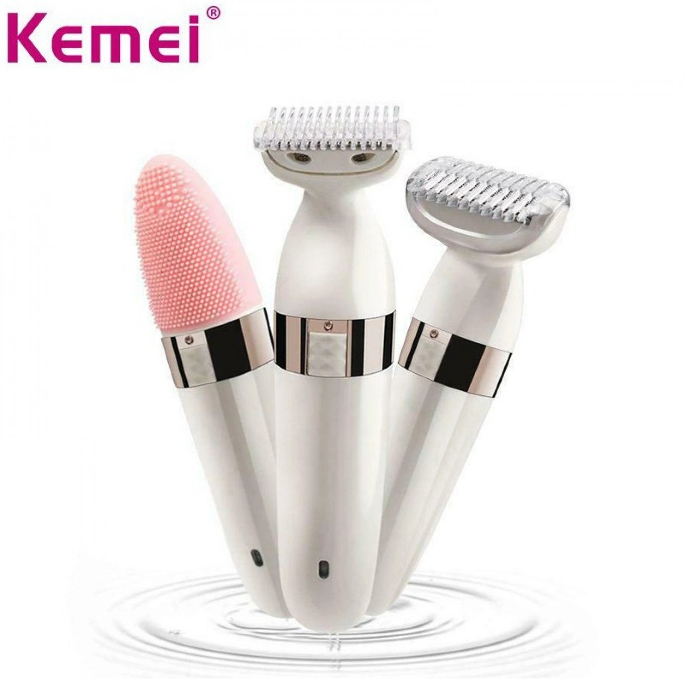 Kemei Αδιάβροχη Επαναφορτιζόμενη Ξυριστική Αποτριχωτική Μηχανή 3W - Καθαριστικό Προσώπου & Σώματος 3 σε 1 Γυναικεία Kemei Αδιάβροχη Επαναφορτιζόμενη Ξυριστική Αποτριχωτική Μηχανή 3W - Καθαριστικό Προσώπου & Σώματος 3 σε 1 Γυναικεία
