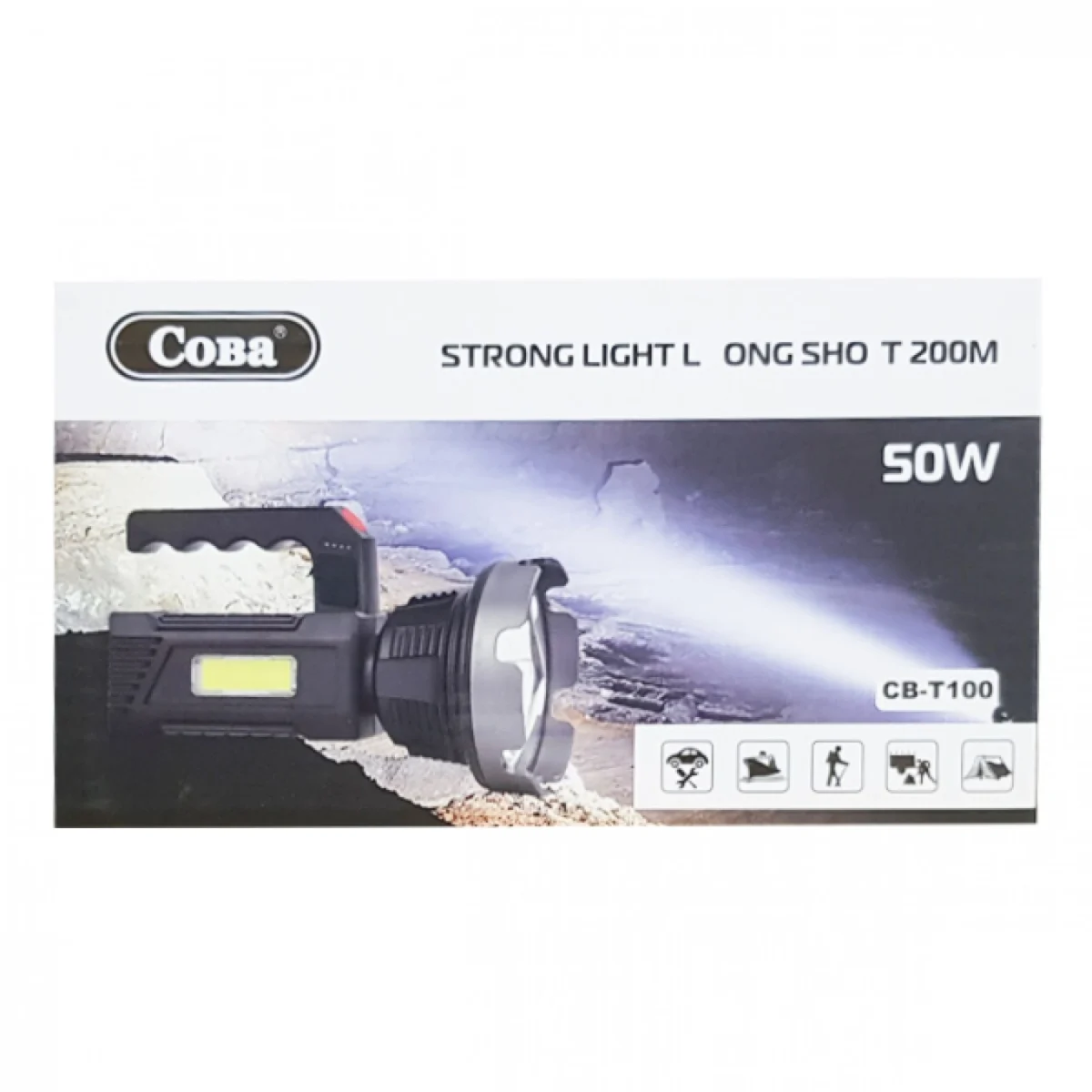 Επαναφορτιζόμενος Φακός LED 50W & Powerbank με Λαβή CB-T100