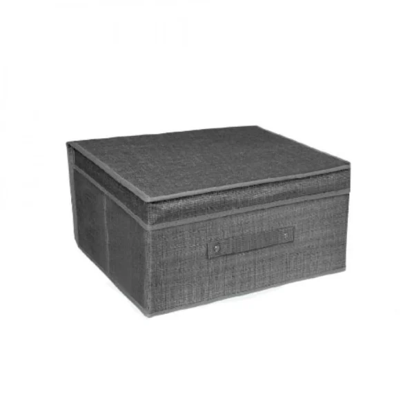 Υφασμάτινο Κουτί Αποθήκευσης Γενικής Χρήσης Γκρί Mε Καπάκι - 50x40x30 cm