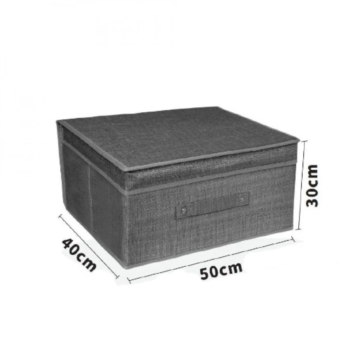 Υφασμάτινο Κουτί Αποθήκευσης Γενικής Χρήσης Γκρί Mε Καπάκι - 50x40x30 cm