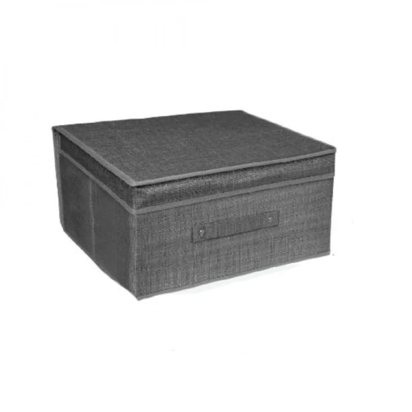 Υφασμάτινο Κουτί Αποθήκευσης Γενικής Χρήσης Γκρί Mε Καπάκι - 35x30x25 cm